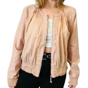 Anthropologie Hei Hei Zip‎ up Peach Top Size Medium Bomber Jacket Lightweight lg